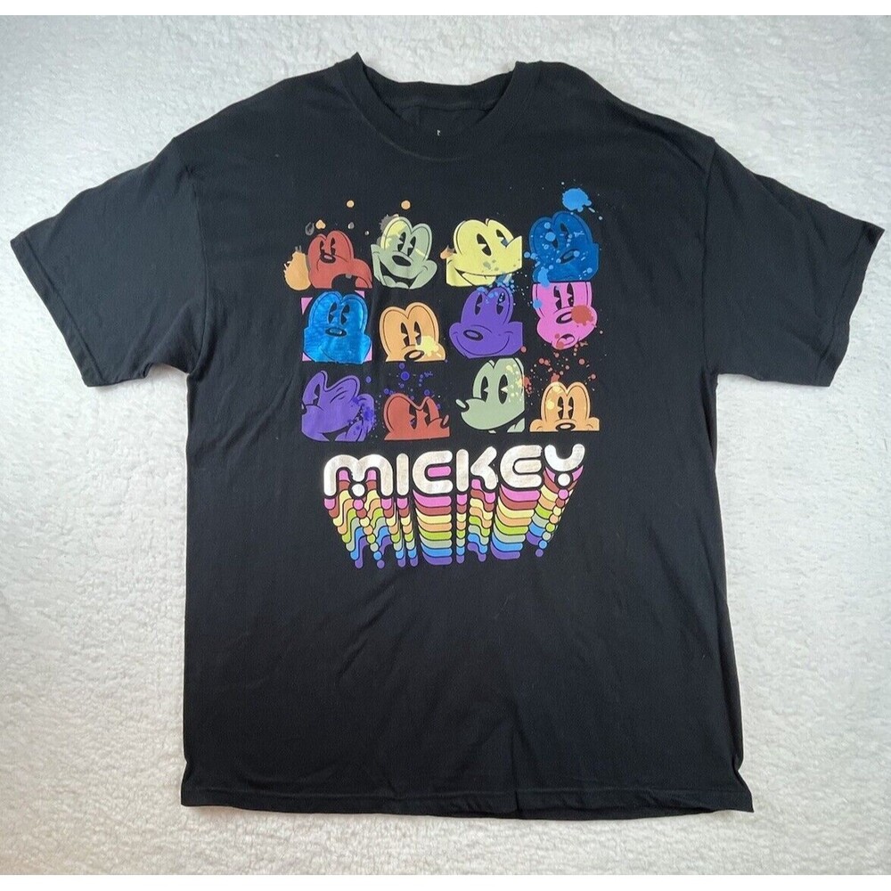Disney Hanes T-Shirt Mens XL Mickey Mouse Retro Splatter Character Exclusive Tee